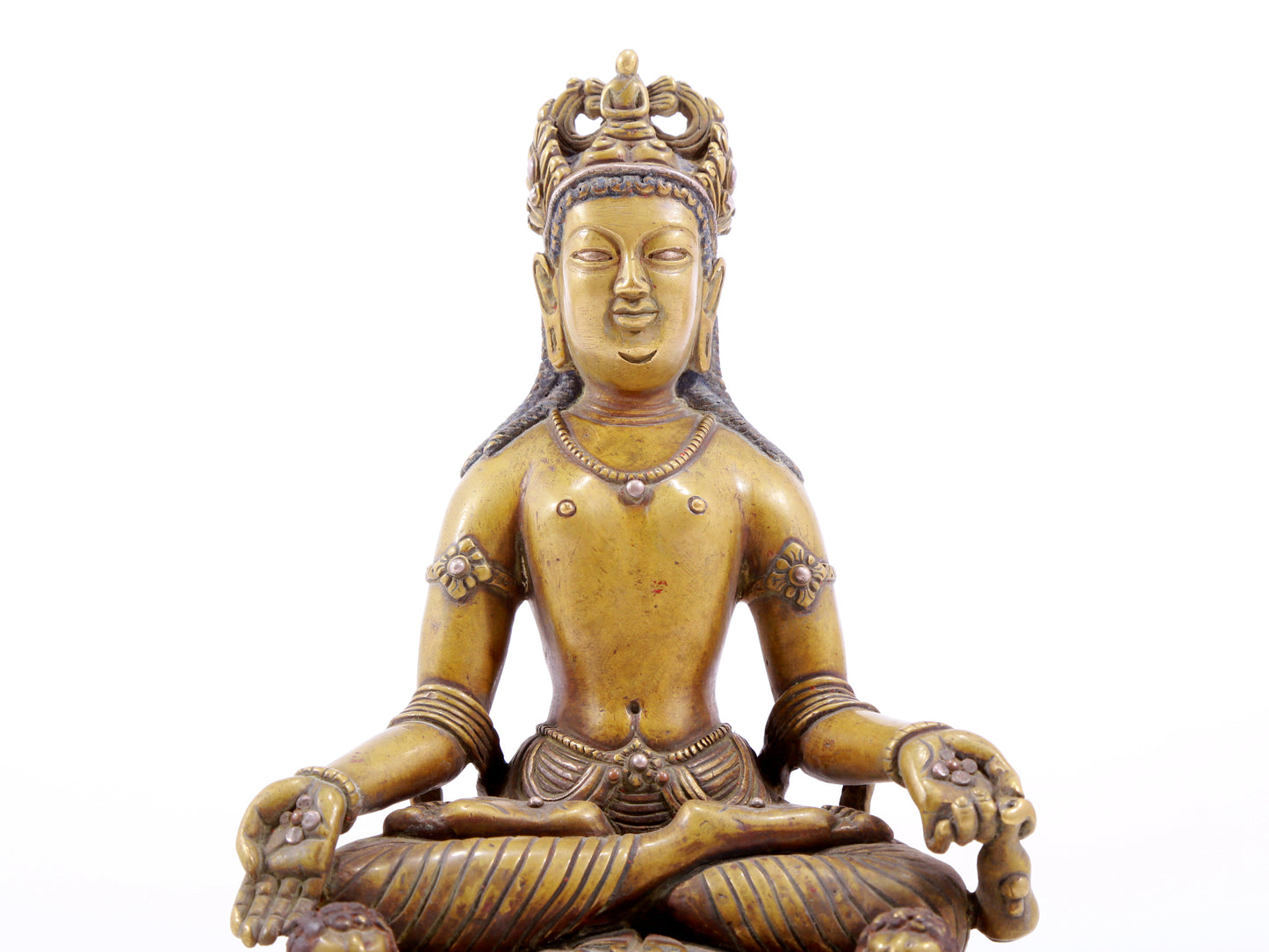 solemn alloy copper inlaid silver Buddha statue