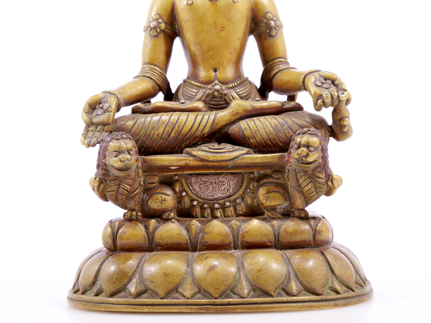 solemn alloy copper inlaid silver Buddha statue