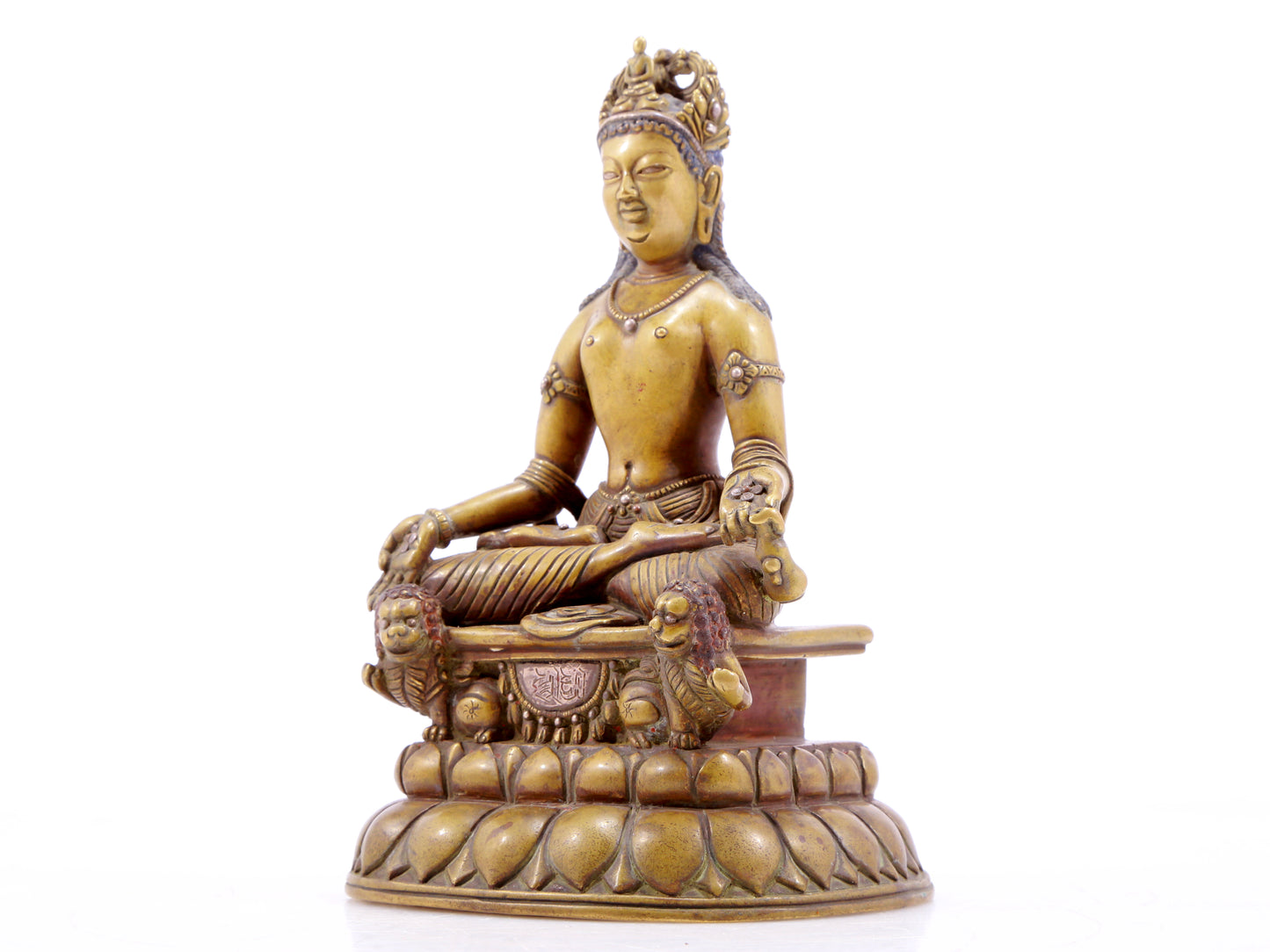 solemn alloy copper inlaid silver Buddha statue