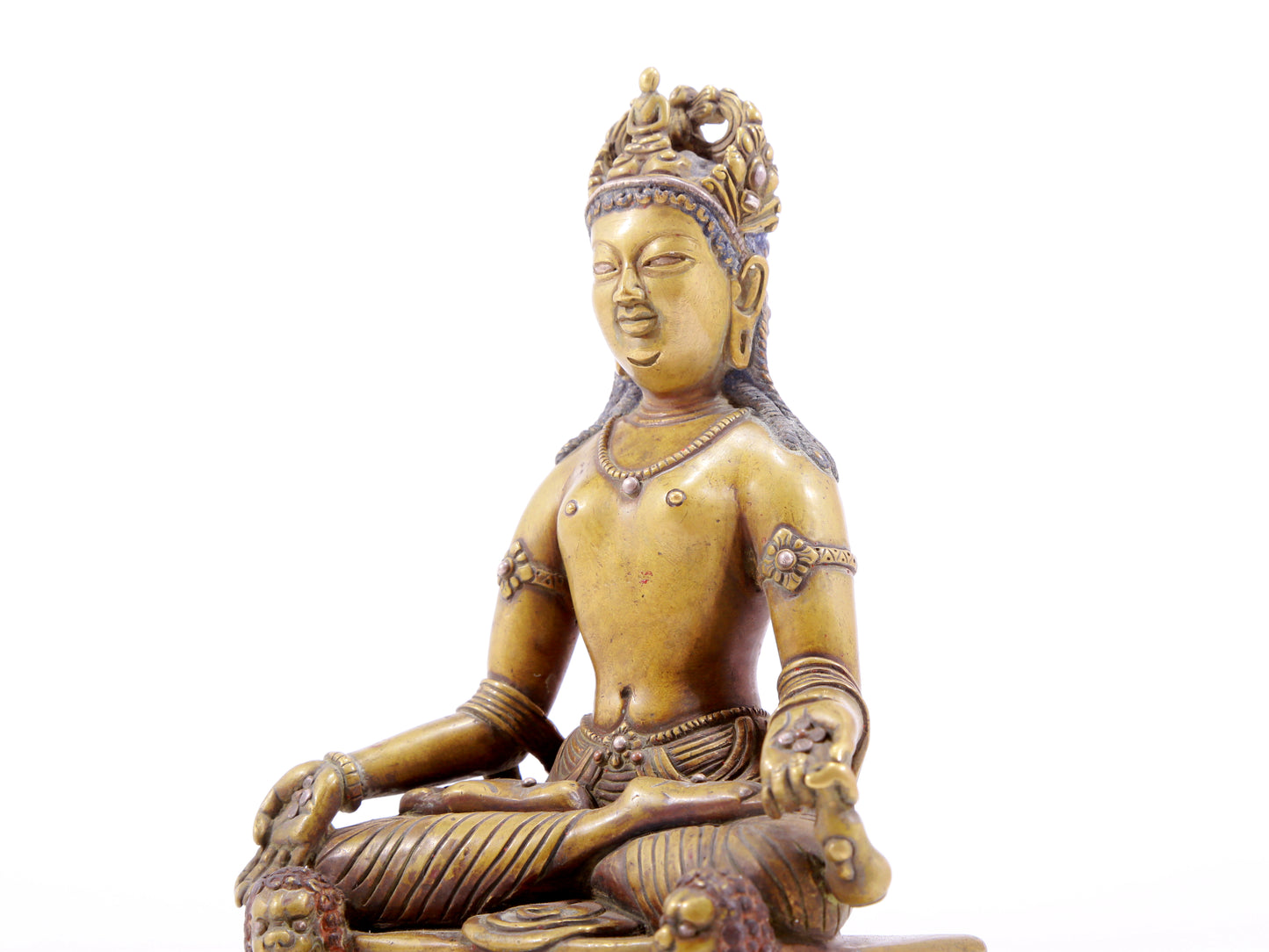 solemn alloy copper inlaid silver Buddha statue