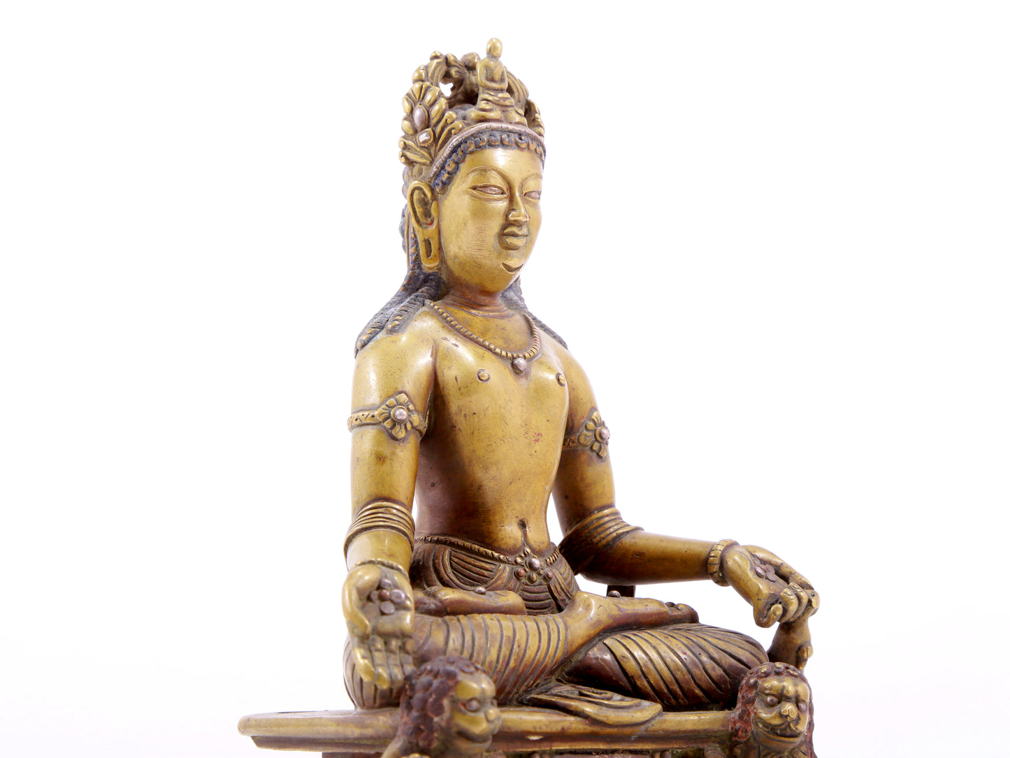 solemn alloy copper inlaid silver Buddha statue