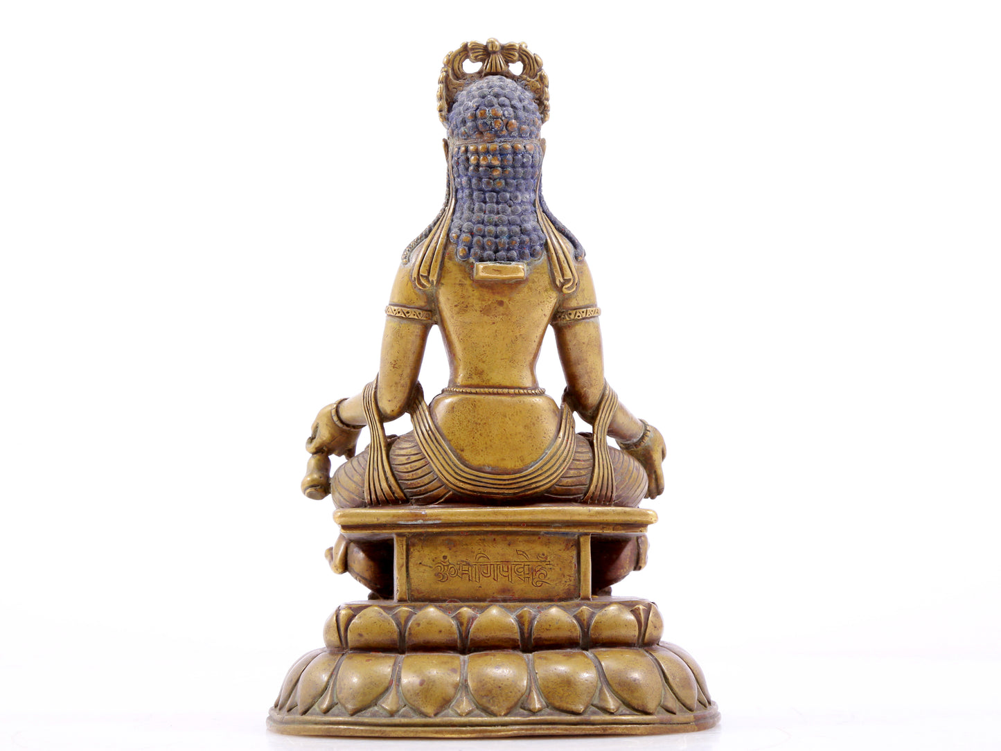 solemn alloy copper inlaid silver Buddha statue