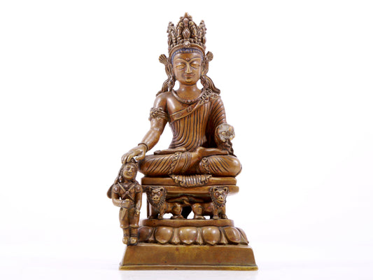 A majestic alloy copper four-armed Guanyin statue