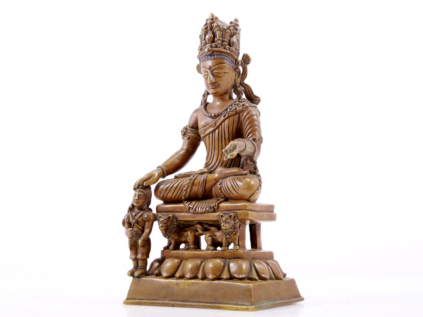 A majestic alloy copper four-armed Guanyin statue