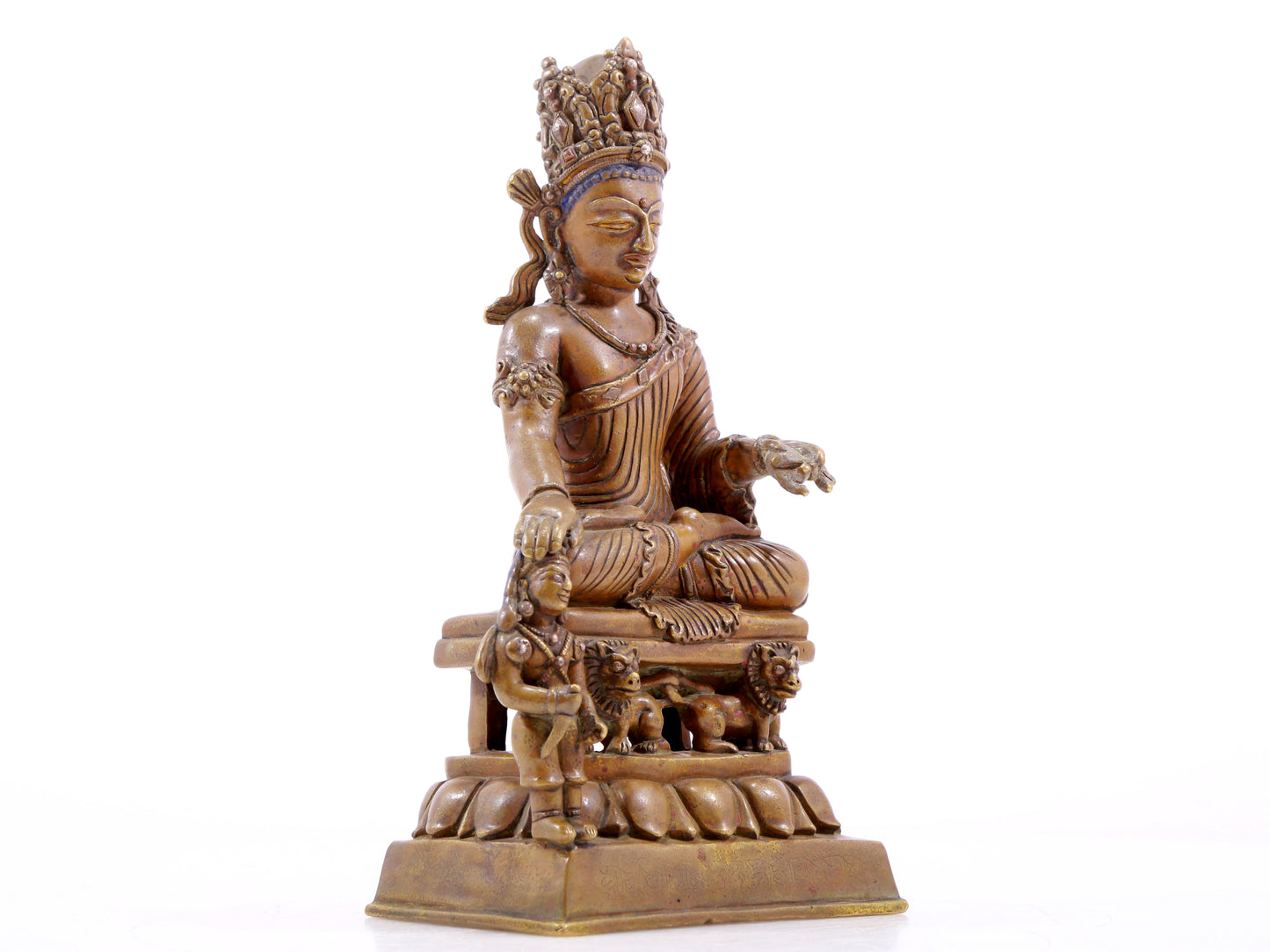 A majestic alloy copper four-armed Guanyin statue