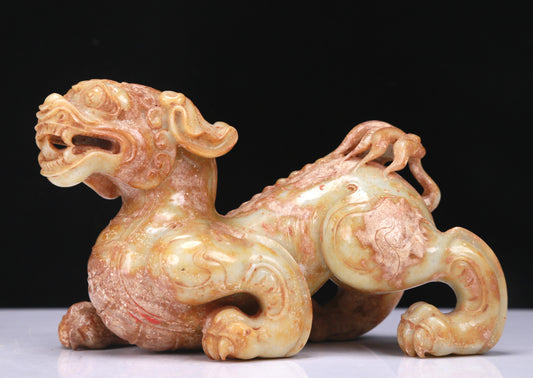 An Excellent White Jade Lion