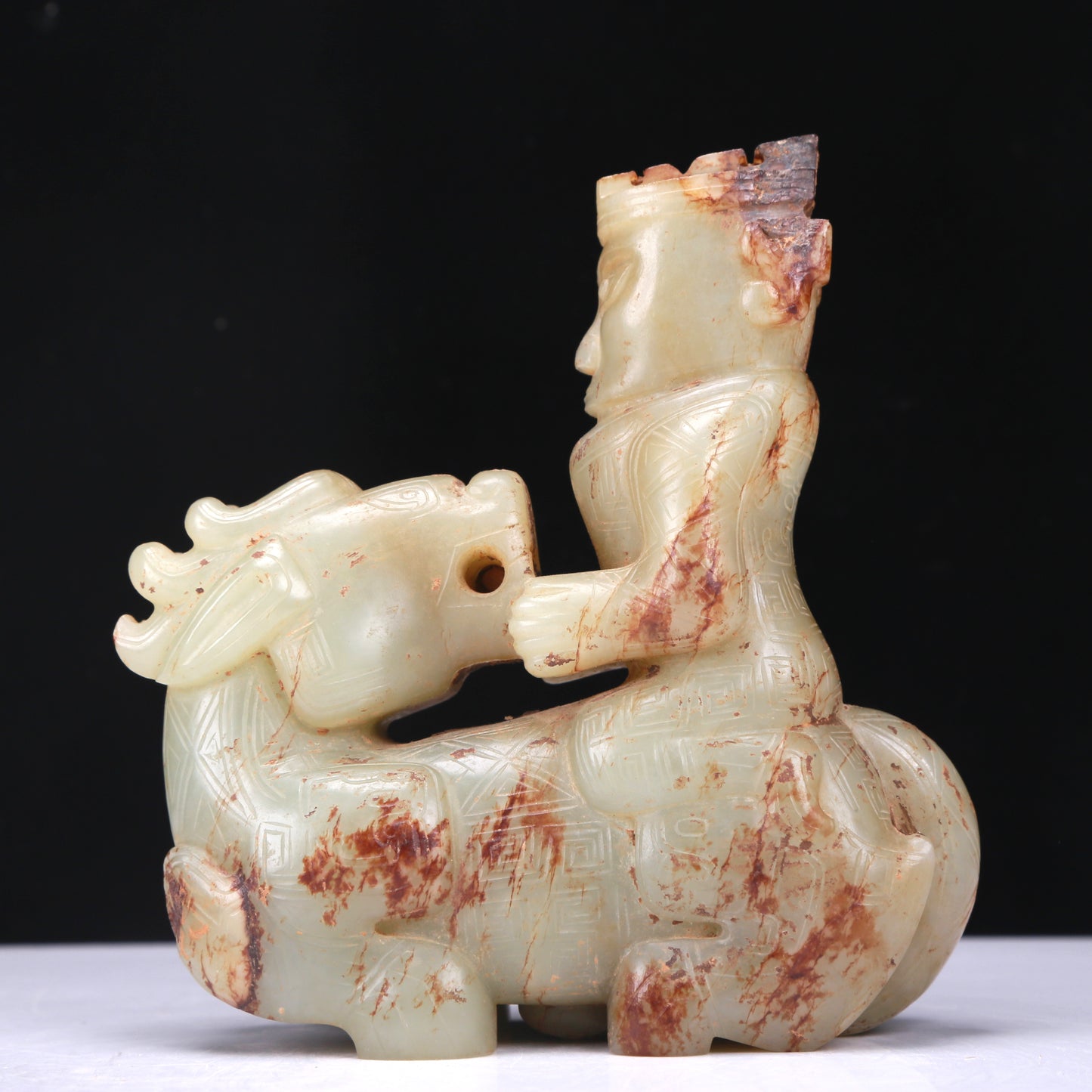 An Excellent White Jade Auspicious Beast