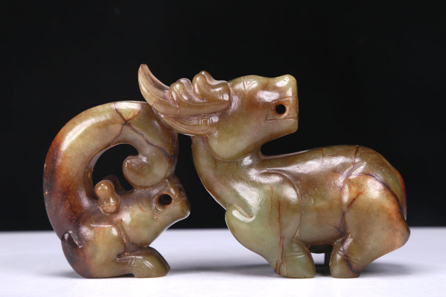 An Excellent Yellow Jade Auspicious Beast Group