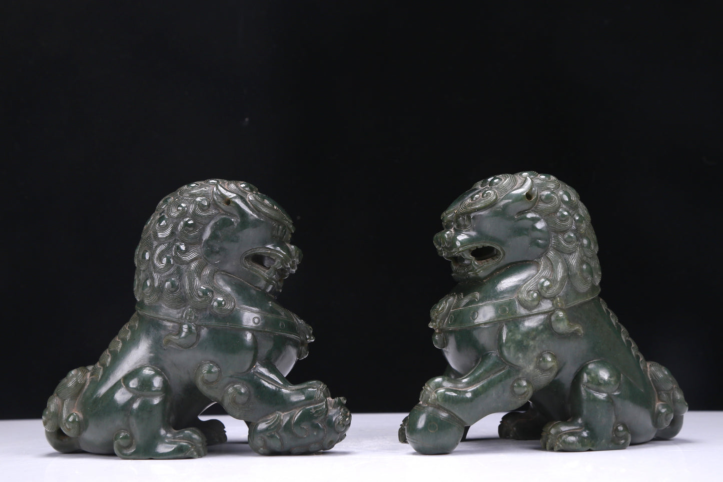 An Excellent Pair Of Jasper Lions