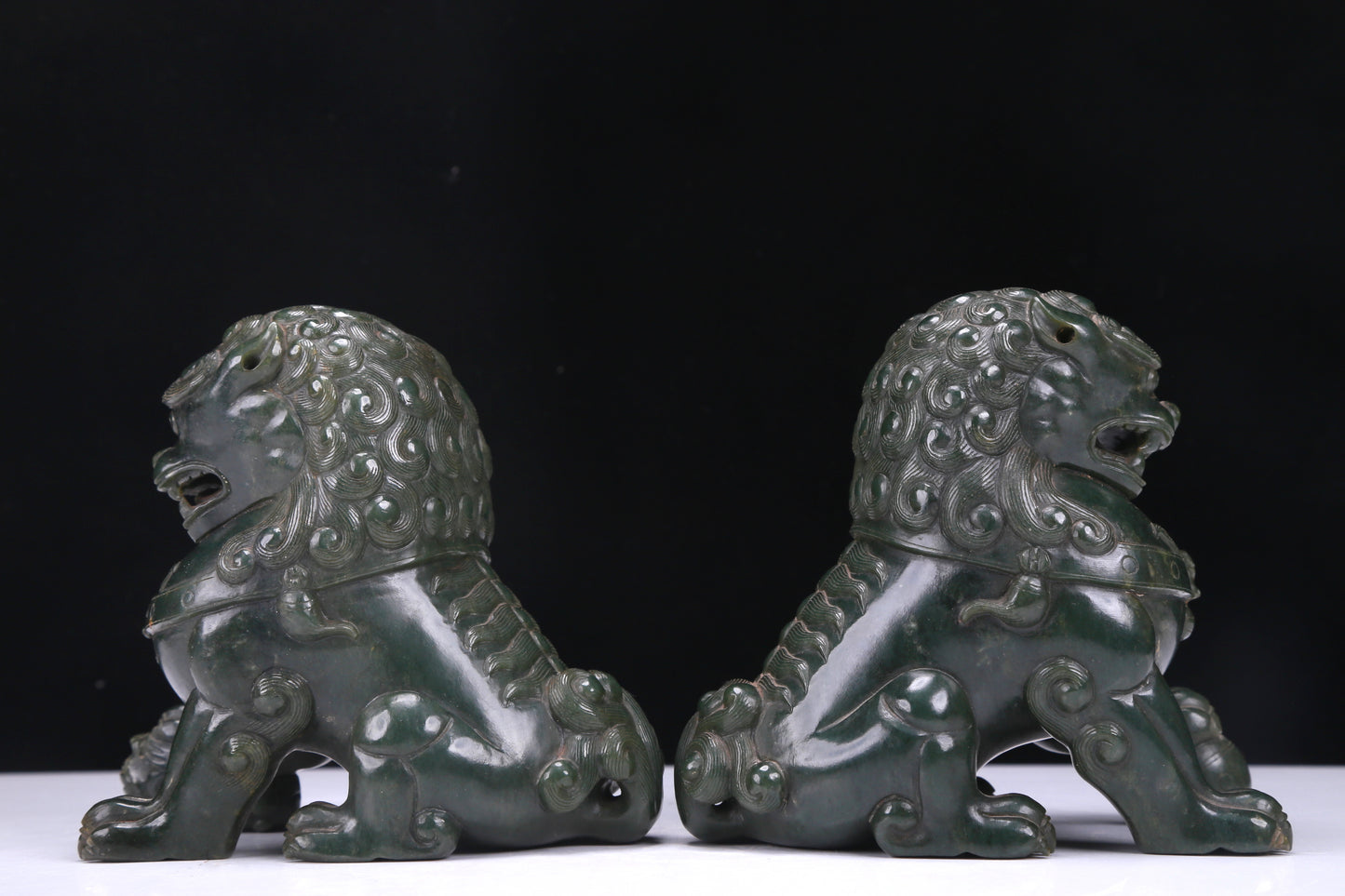 An Excellent Pair Of Jasper Lions