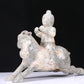 An Excellent White Jade Figure Seated On A Horse