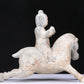 An Excellent White Jade Figure Seated On A Horse