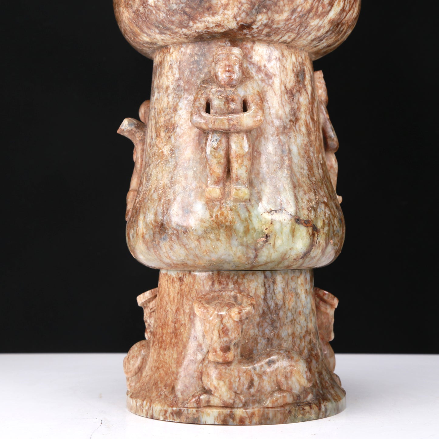 An Elaborate White Jade 'Figure' Jar