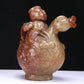 An Excellent White Jade Figure Seated On A Goose