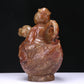 An Excellent White Jade Figure Seated On A Goose