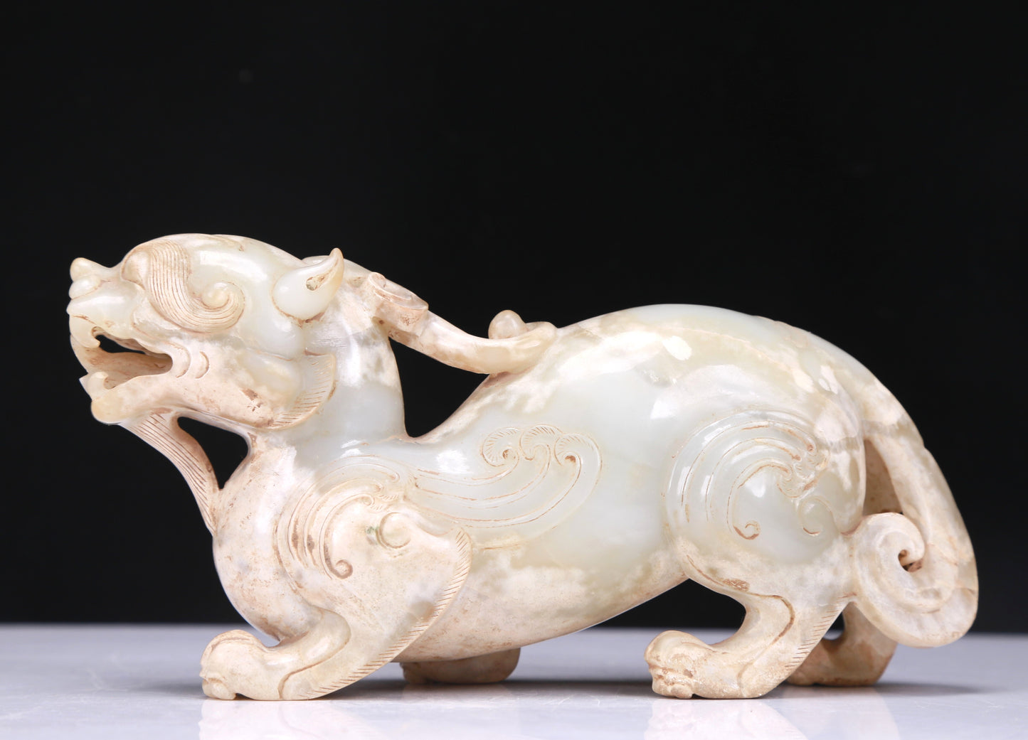 An Excellent White Jade Unicorn