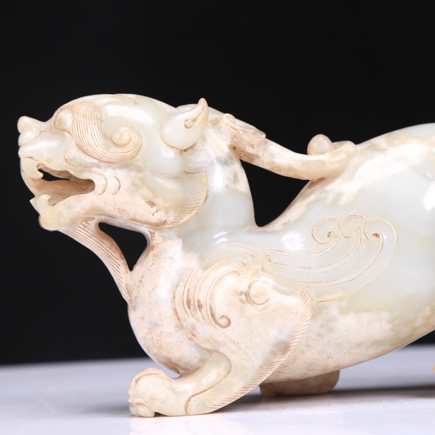 An Excellent White Jade Unicorn