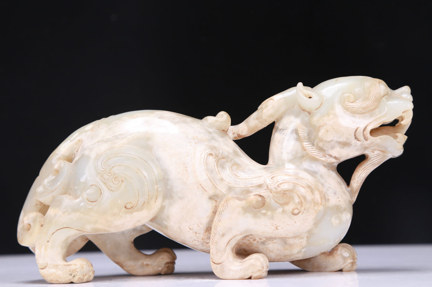 An Excellent White Jade Unicorn