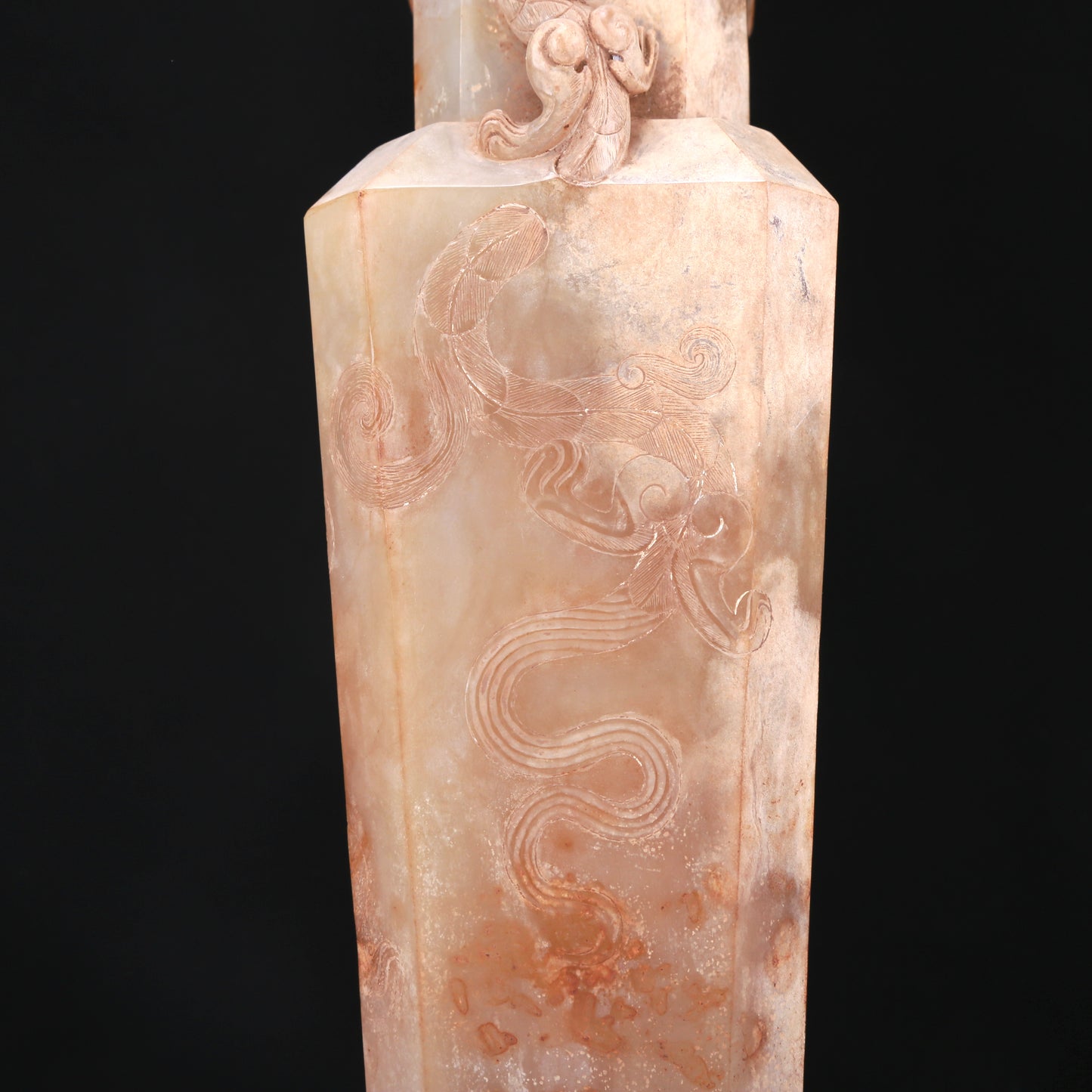 An Elaborate White Jade 'Dragon' Vase And Cover