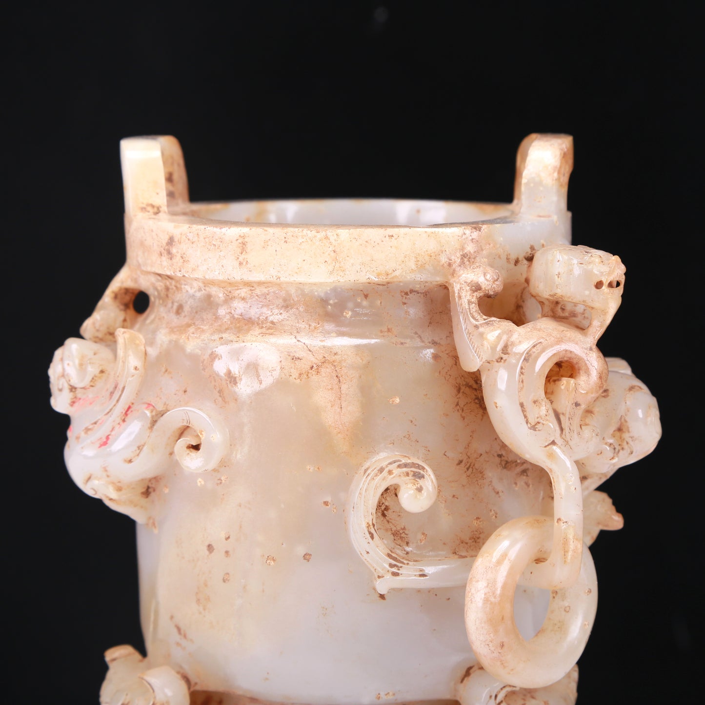 An Elaborate White Jade 'Chi-Dragon' Tripod Censer