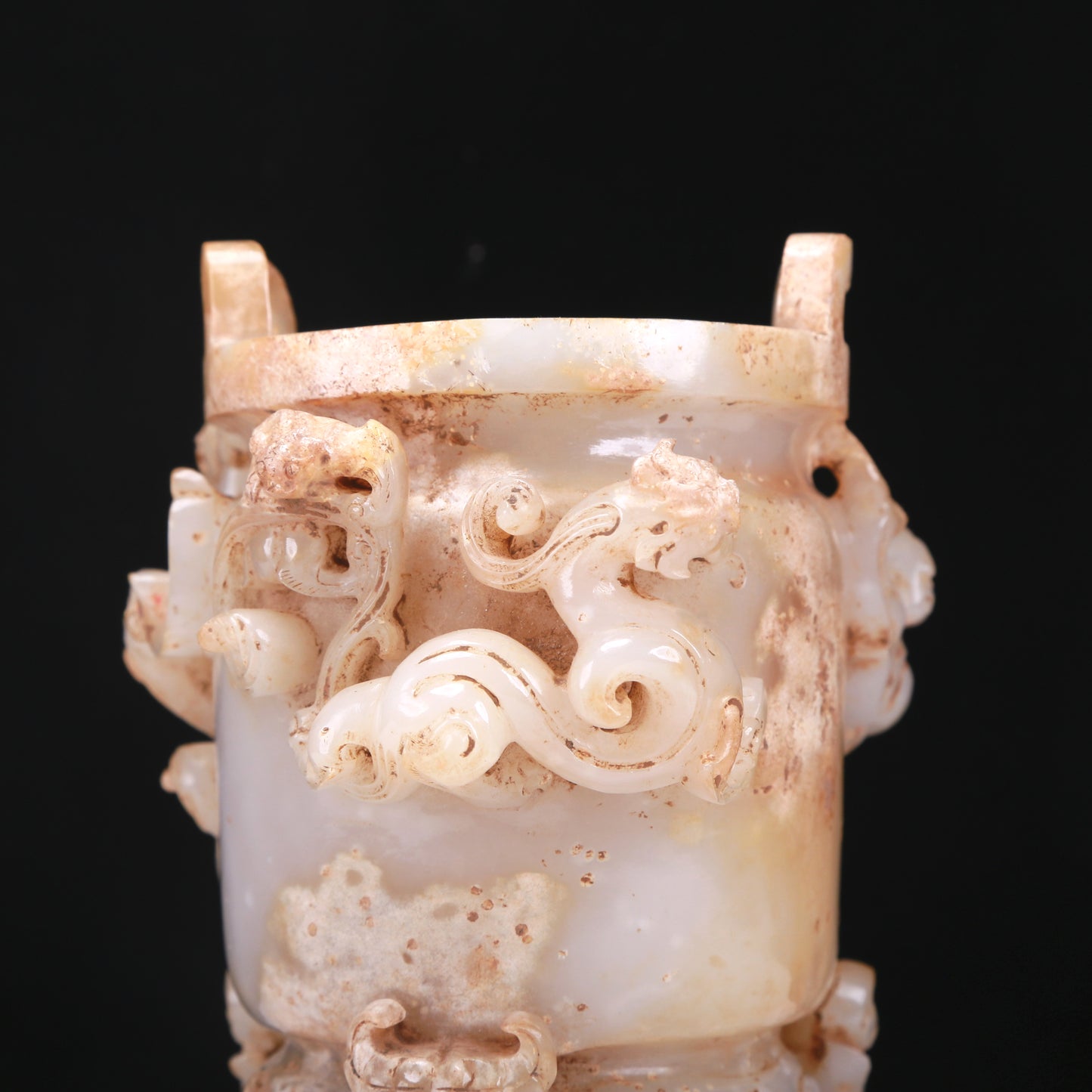 An Elaborate White Jade 'Chi-Dragon' Tripod Censer