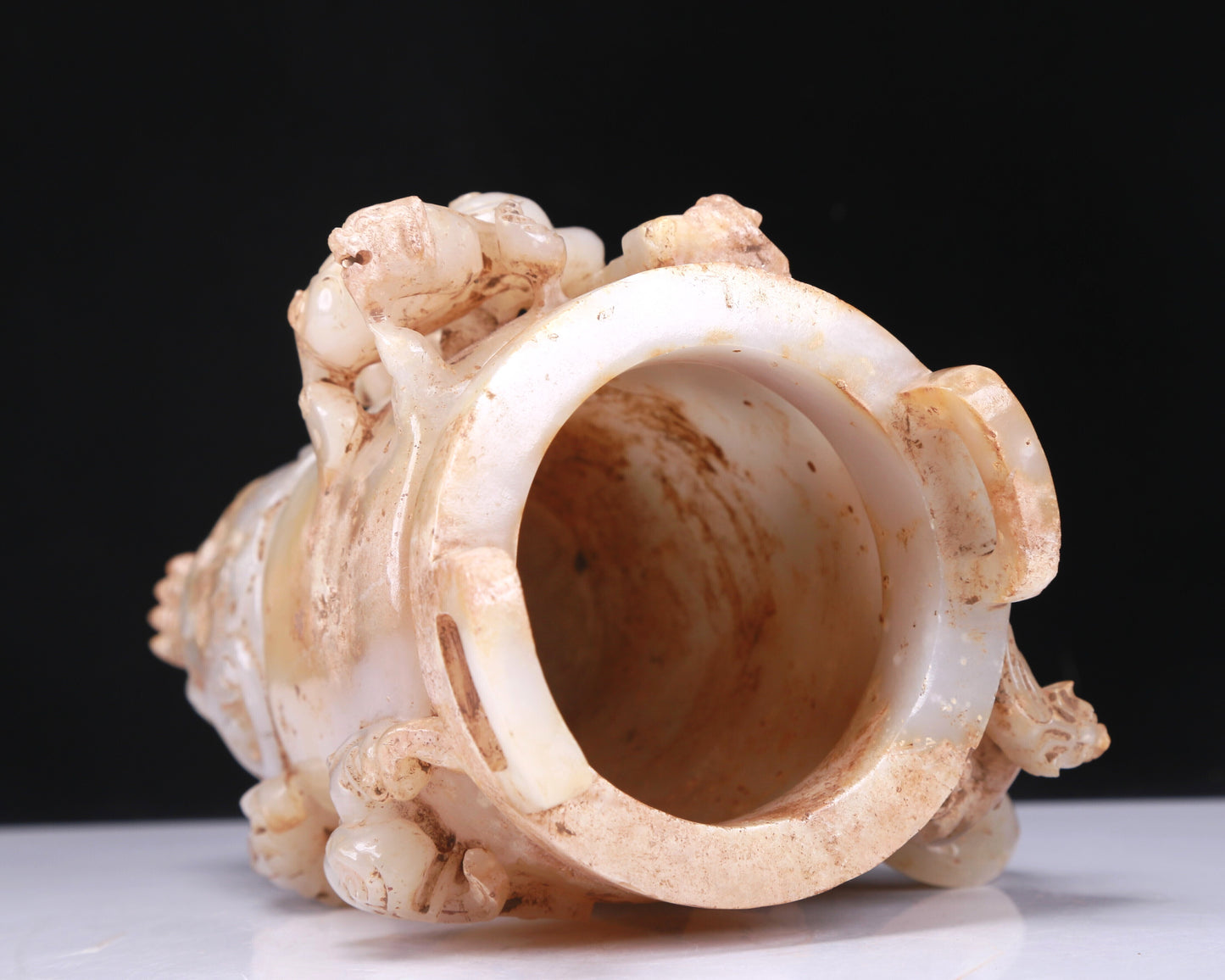 An Elaborate White Jade 'Chi-Dragon' Tripod Censer