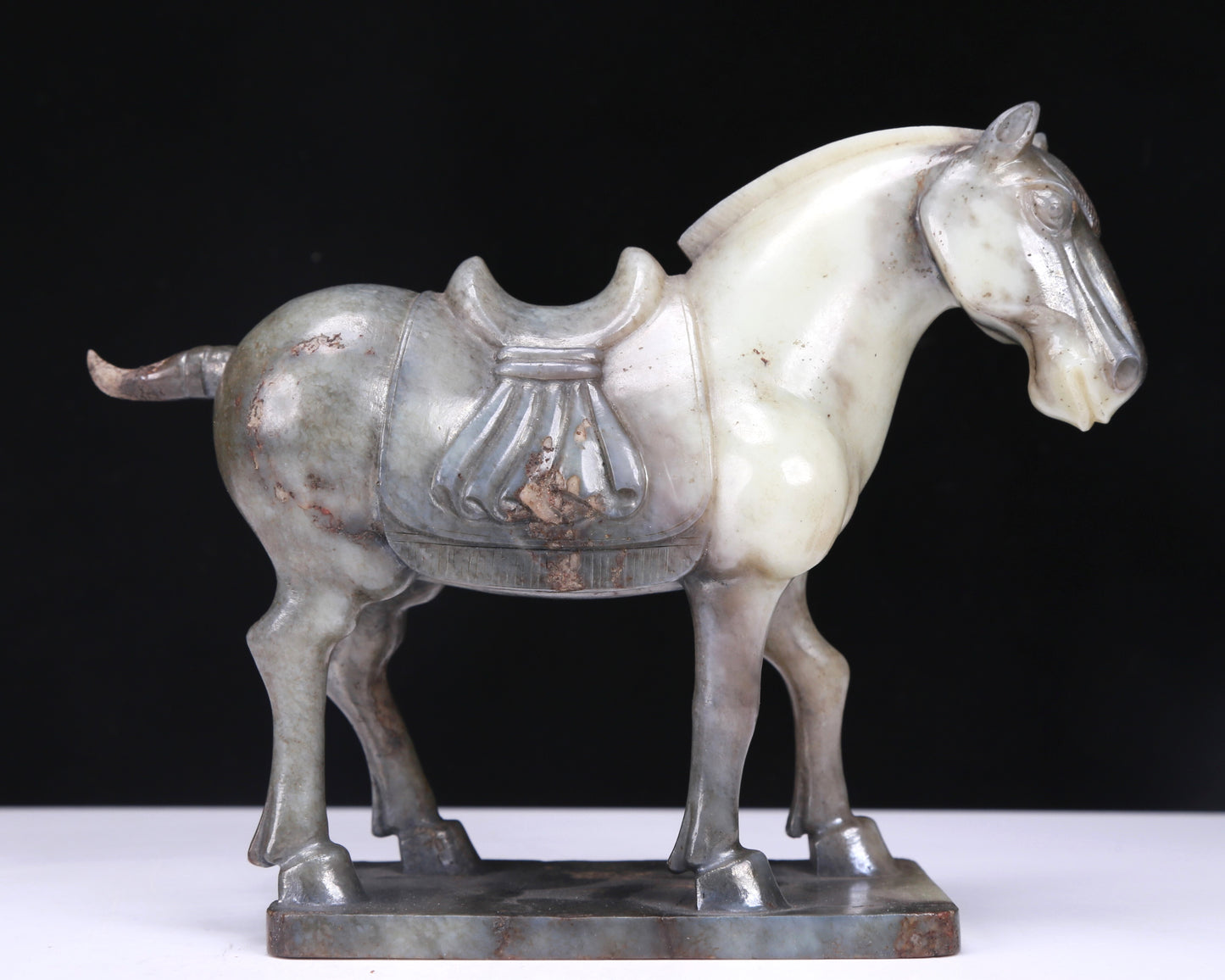 An Excellent Black-White Jade Horse