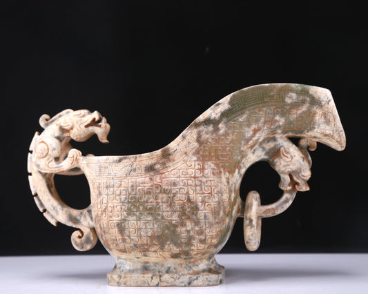 A Fabulous Celadon Jade 'Dragon' Ewer