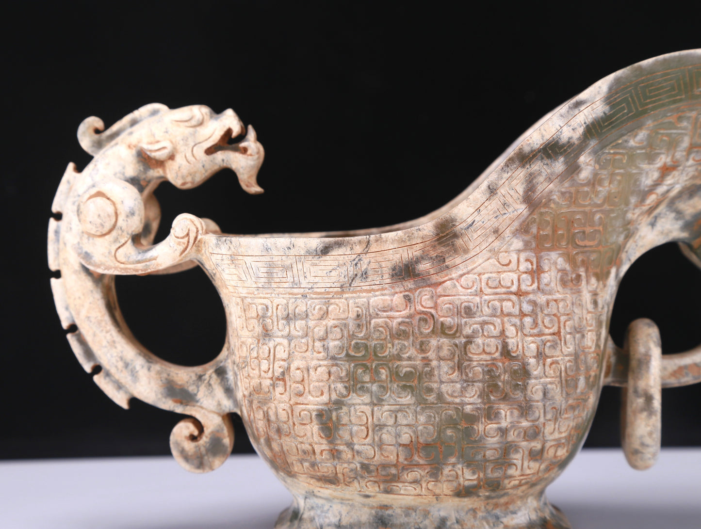 A Fabulous Celadon Jade 'Dragon' Ewer