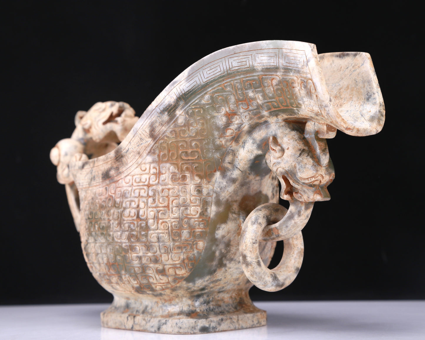 A Fabulous Celadon Jade 'Dragon' Ewer