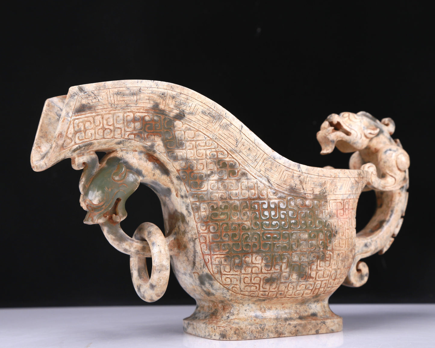 A Fabulous Celadon Jade 'Dragon' Ewer