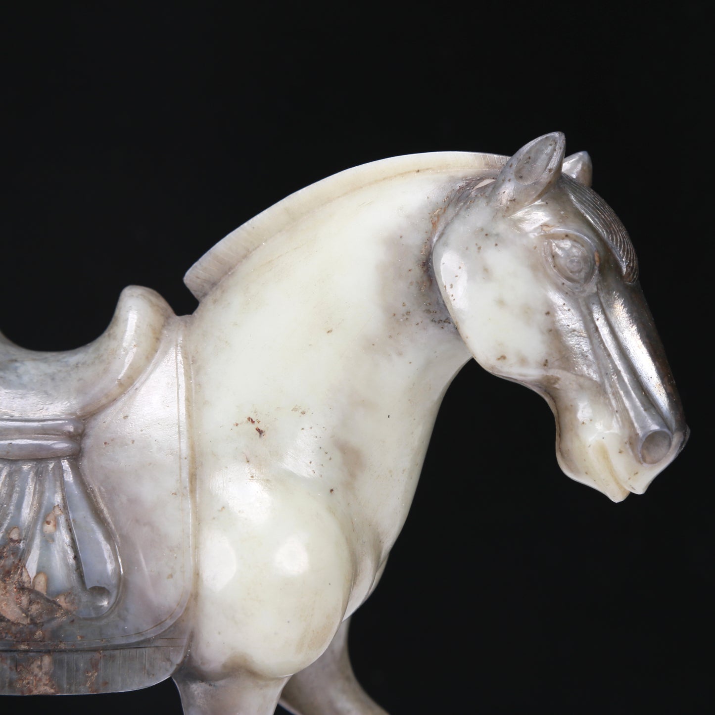 An Excellent Black-White Jade Horse