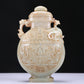 A Fabulous White Jade 'Animal Mask' Dragon& Phoenix-Handled Vase And Cover