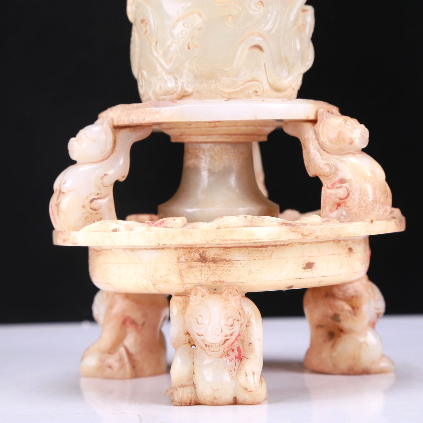 A Fabulous White Jade 'Auspicious Beast' Cup