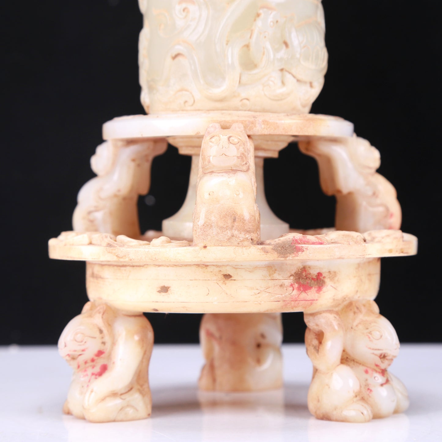 A Fabulous White Jade 'Auspicious Beast' Cup