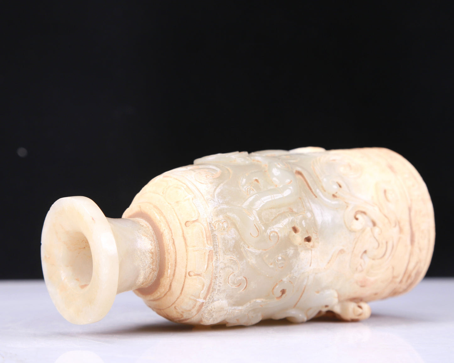 A Fabulous White Jade 'Auspicious Beast' Cup