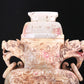 A Fabulous White Jade 'Animal Mask' Vase And Cover