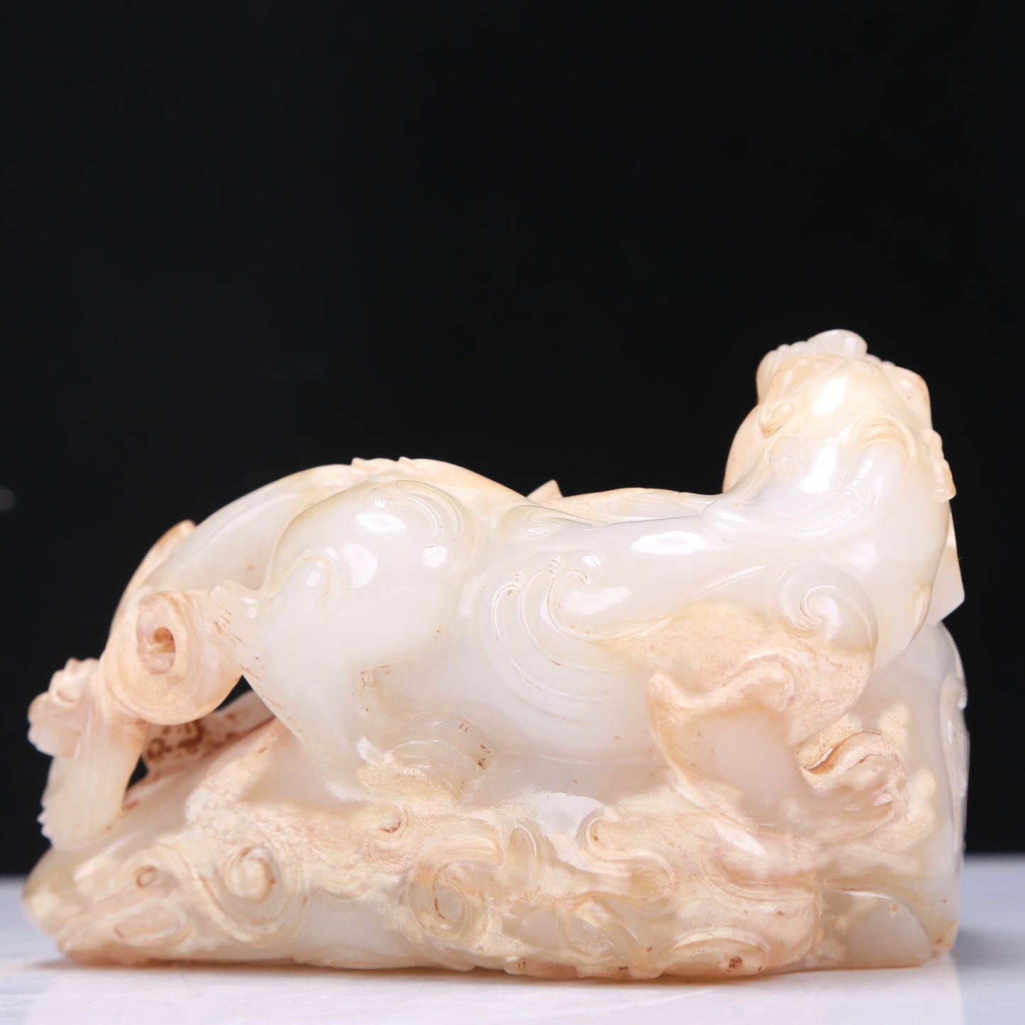 A Fabulous White Jade Auspicious Beast Group