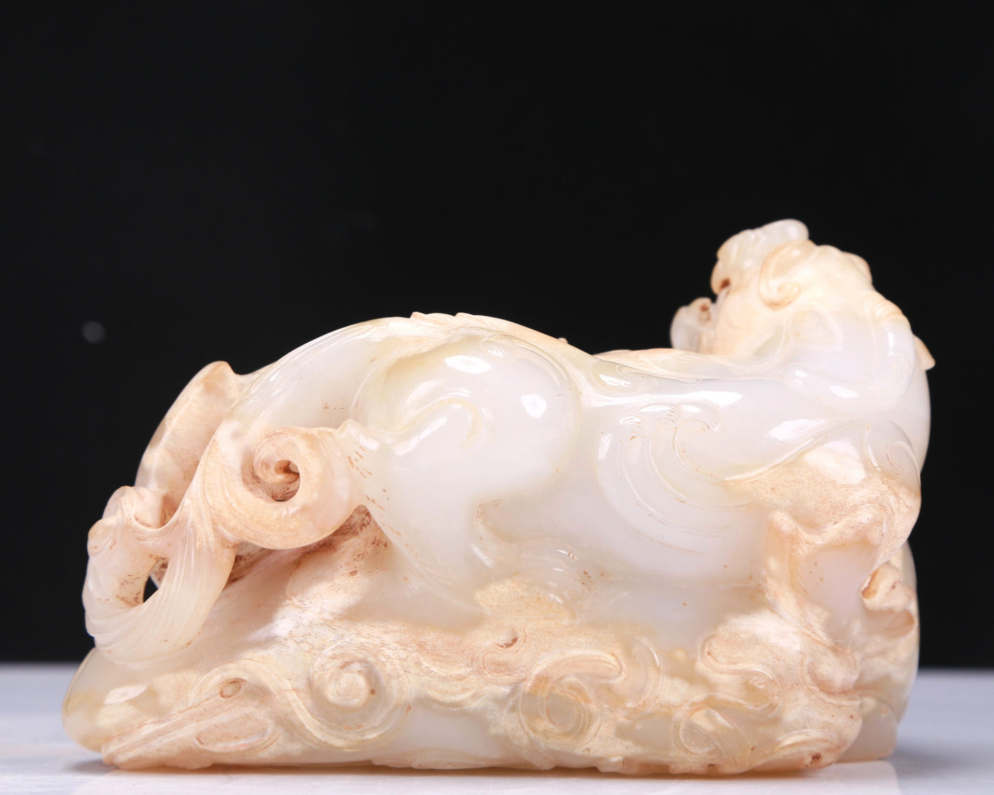 A Fabulous White Jade Auspicious Beast Group