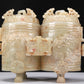 An Archaic Yellow Jade 'Animal Mask' Double-Jar And Cover