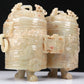 An Archaic Yellow Jade 'Animal Mask' Double-Jar And Cover