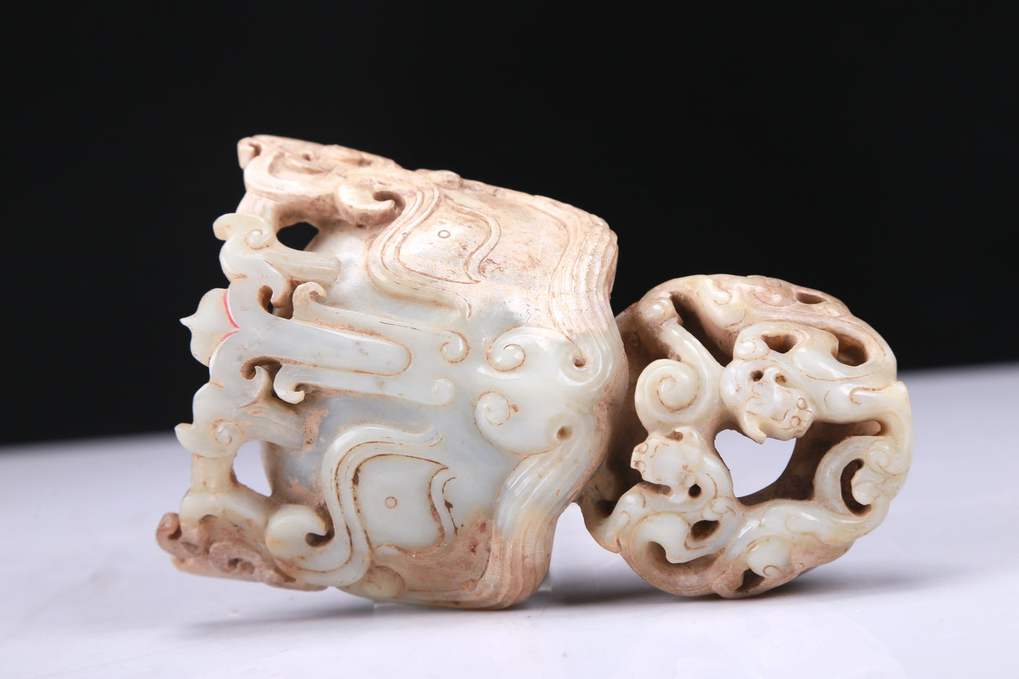 An Excellent White Jade 'Chi-Dragon' Ornament