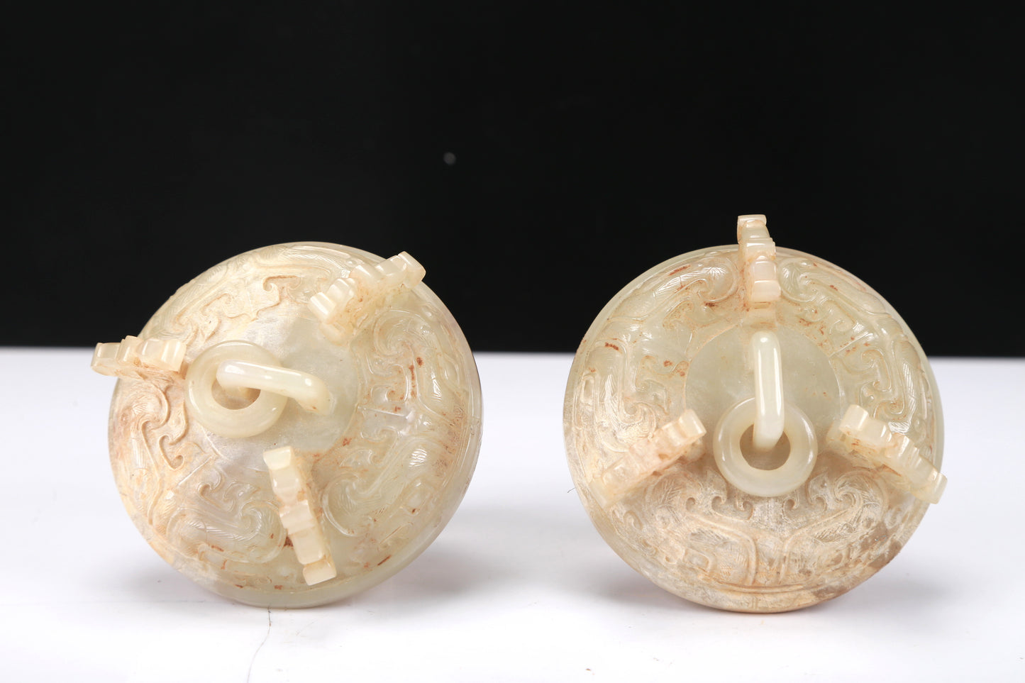 An Archaic Yellow Jade 'Animal Mask' Double-Jar And Cover