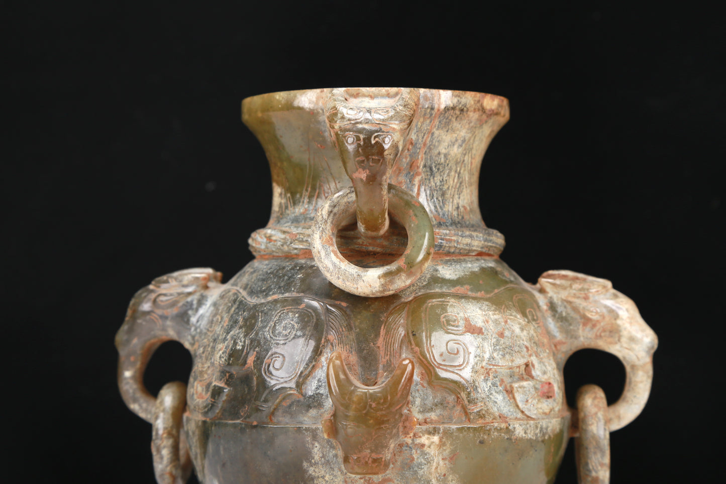 An Archaic Yellow Jade 'Auspicious Beast' Vase