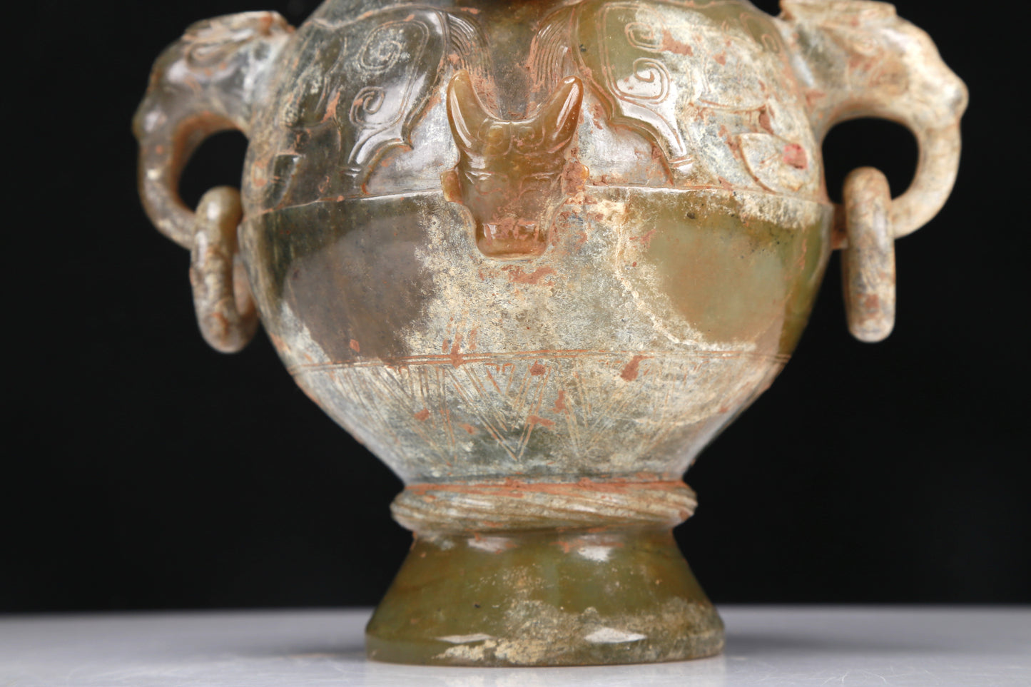 An Archaic Yellow Jade 'Auspicious Beast' Vase