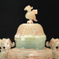 An Archaic Celadon-White Jade 'Animal Mask' Dragon-Handled Vase And Cover