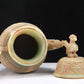 An Archaic Celadon-White Jade 'Animal Mask' Dragon-Handled Vase And Cover