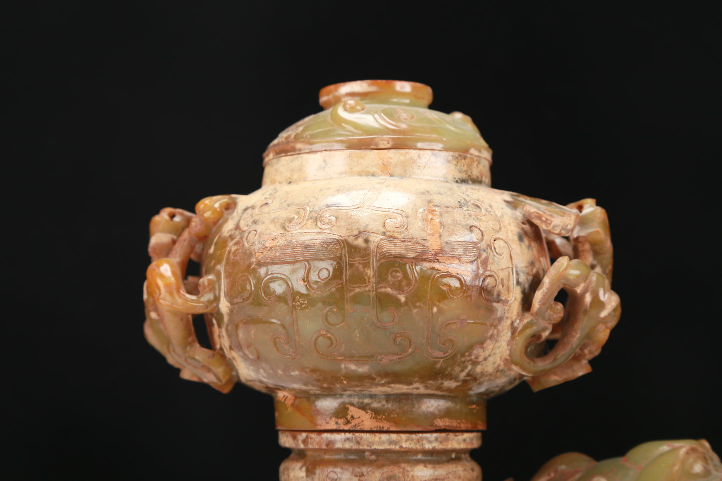 An Archaic Yellow Jade 'Auspicious Beast' Jar