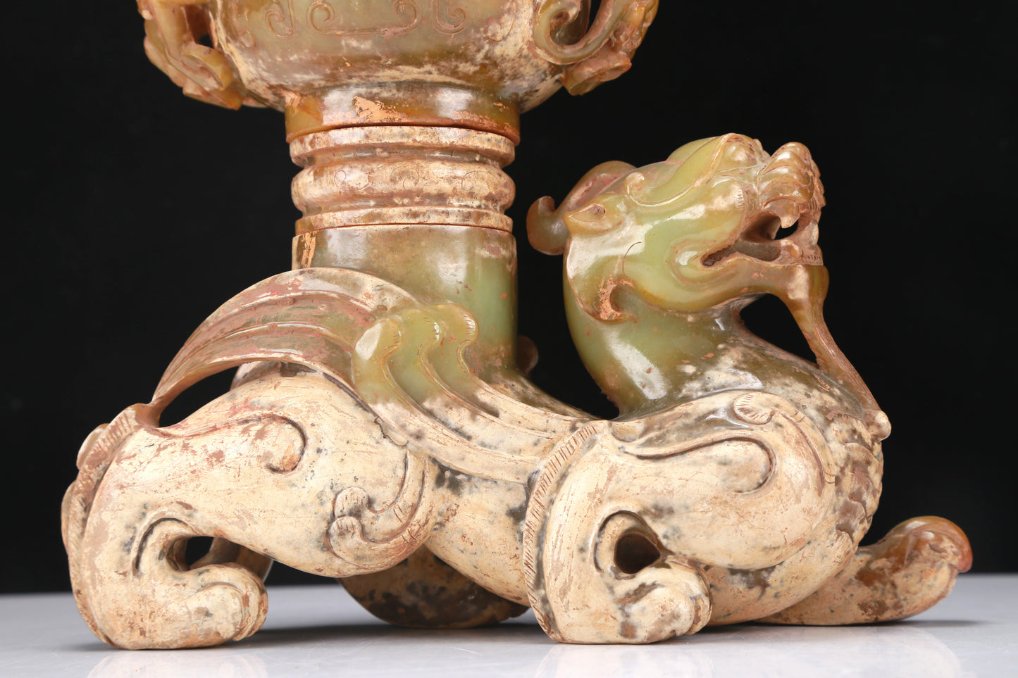 An Archaic Yellow Jade 'Auspicious Beast' Jar