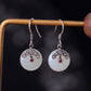 Silver inlaid Hetian jade vintage peace button earrings